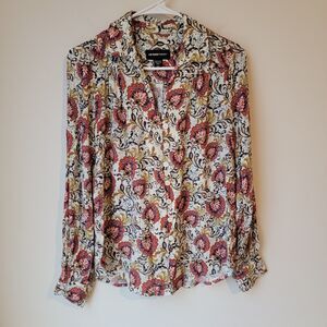 Womens Floral Button Up Top‎ Size Xs Business Casual